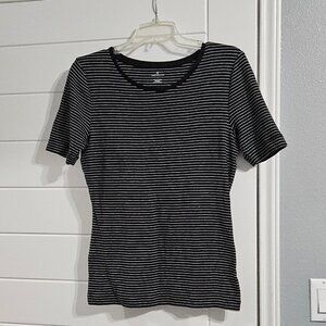 Worthington Women's Large Black and White Pull-over Blouse